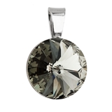 Strieborný prívesok s krištálmi Swarovski šedý okrúhly-rivoli 34112.3