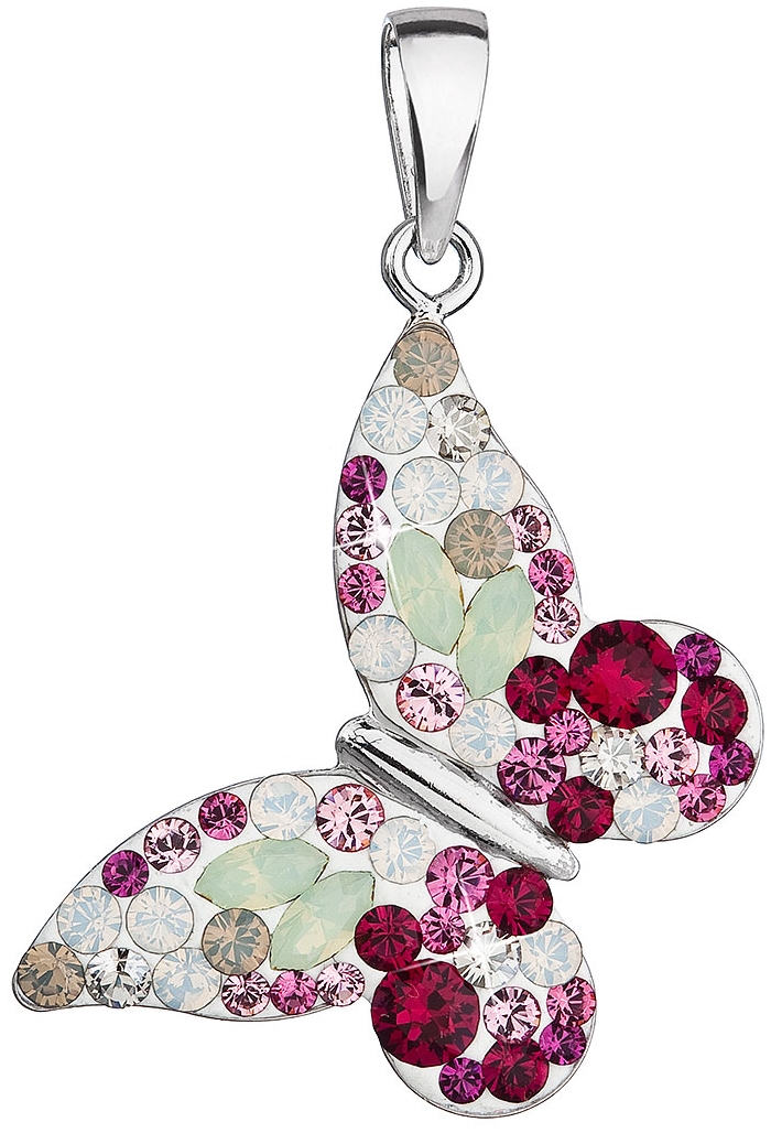 Strieborný prívesok s kryštálmi Swarovski červený motýľ 34192.3 sweet love