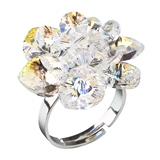 Strieborný prsteň s krištáľmi Swarovski AB efekt biely kvietok 35012.2