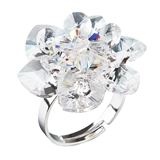 Strieborný prsteň s krištáľmi Swarovski biely kvietok 35012.1
