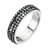 Strieborný prsteň s krištáľmi čierny 35001.5 hematite