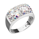 Strieborný prsteň s krištálmi Swarovski ab efekt 35014.2