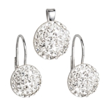 Sada šperkov s krištálmi Swarovski náušnice a prívesok biele okrúhle 39086.1
