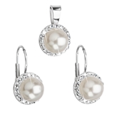 Sada šperkov s krištáľmi Swarovski náušnice a prívesok biela perla okrúhle 39091.1