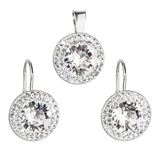 Sada šperkov s krištáľmi Swarovski náušnice a prívesok biele okrúhle 39107.1