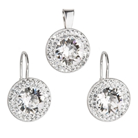 Sada šperkov s krištáľmi Swarovski náušnice a prívesok biele okrúhle 39107.1