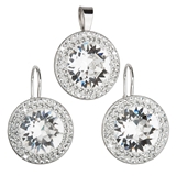 Sada šperkov s krištáľmi Swarovski náušnice a prívesok biele okrúhle 39108.1