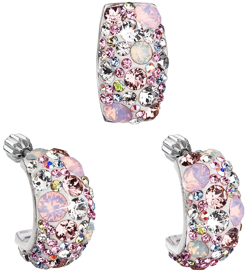 Sada šperkov s krištáľmi Swarovski náušnice a prívesok ružový obdĺžnik 39116.3