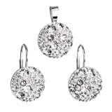 Sada šperkov s krištáľmi Swarovski náušnice a prívesok biele okrúhle 39117.1