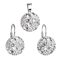 Sada šperkov s krištáľmi Swarovski náušnice a prívesok biele okrúhle 39117.1