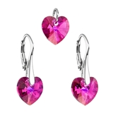Sada šperkov s krištáľmi Swarovski náušnice a prívesok ružové srdcia 39003.4
