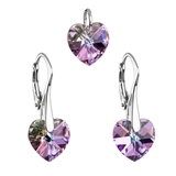 Sada šperkov s krištáľmi Swarovski náušnice a prívesok fialové srdcia 39003.5