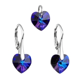 Sada šperkov s krištáľmi Swarovski náušnice a prívesok modré srdcia 39003.5 heliotrope