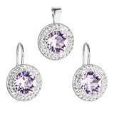 Sada šperkov s krištáľmi Swarovski náušnice a prívesok fialové okrúhle 39107.3