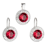 Sada šperkov s krištáľmi Swarovski náušnice a prívesok červené okrúhle 39107.3
