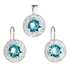 Sada šperkov s krištáľmi Swarovski náušnice a prívesok modré okrúhle 39107.3 turquoise