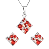Sada šperkov s krištáľmi Swarovski náušnice, retiazka a prívesok červený kosoštvorec 39126.3