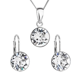 Sada šperkov s krištáľmi Swarovski náušnice a prívesok biele okrúhle 39140.1