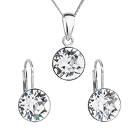 Sada šperkov s krištáľmi Swarovski náušnice a prívesok biele okrúhle 39140.1