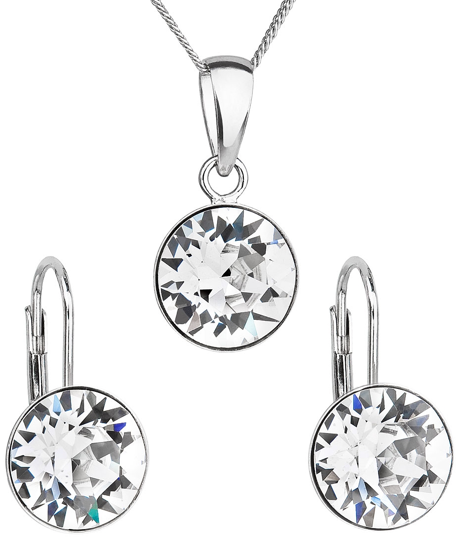 Sada šperkov s krištáľmi Swarovski náušnice a prívesok biele okrúhle 39140.1
