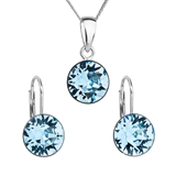 Sada šperkov s krištáľmi Swarovski náušnice, retiazka a prívesok modré okrúhle 39140.3 aqua