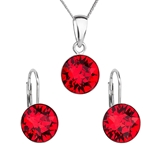 Sada šperkov s krištáľmi Swarovski náušnice, retiazka a prívesok červené okrúhle 39140.3
