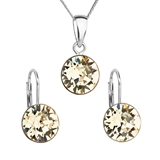 Sada šperkov s krištáľmi Swarovski náušnice, retiazka a prívesok žlté okrúhle 39140.3