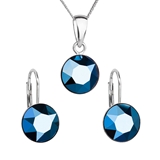 Sada šperkov s krištáľmi Swarovski náušnice, retiazka a prívesok modré okrúhle 39140.5 metalic blue