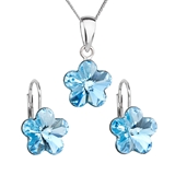 Sada šperkov s krištáľmi Swarovski náušnice, retiazka a prívesok modrý kvietok 39143.3