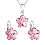 Sada šperkov s krištáľmi Swarovski náušnice, retiazka a prívesok ružový kvietok 39143.3 rose