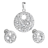Sada šperkov s kryštálmi Preciosa náušnice a prívesok bielej okrúhle 39148.1 crystal
