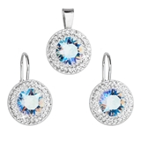 Sada šperkov s krištáľmi Swarovski náušnice a prívesok modré okrúhle 39107.3 light sapphire shimmer