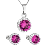 Sada šperkov s krištálmi Swarovski náušnice a prívesok ružové okrúhle 39352.3 fuchsia