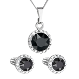 Sada šperkov s krištálmi Swarovski náušnice a prívesok čierne okrúhle 39352.3