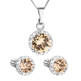 Sada šperkov s krištálmi Swarovski náušnice, retiazka a prívesok hnedé oranžové okrúhle 39352.3 light colorado topaz