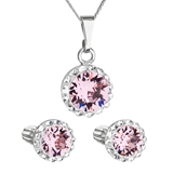 Sada šperkov s krištálmi Swarovski náušnice, retiazka a prívesok ružové okrúhle 39352.3 light rose