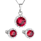 Sada šperkov s krištálmi Swarovski náušnice, retiazka a prívesok červené okrúhle 39352.3