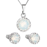 Sada šperkov s krištálmi Swarovski náušnice,retiazka a prívesok biele opálové okrúhle 39352.7