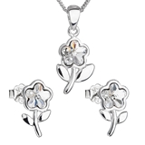 Sada šperkov s krištálmi Swarovski náušnice,retiazka a prívesok biela kytička 39172.1