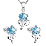 Sada šperkov s krištálmi Swarovski náušnice,retiazka a prívesok modrá kytička 39172.3