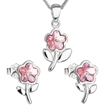 Sada šperkov s krištálmi Swarovski náušnice,retiazka a prívesok ružová kytička 39172.3 light rose