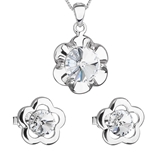 Sada šperkov s krištálmi Swarovski náušnice,retiazka a prívesok biela kytička 39173.1
