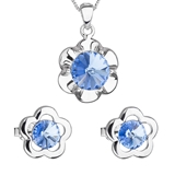 Sada šperkov s krištálmi Swarovski náušnice,retiazka a prívesok modrá kytička 39173.3