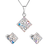 Sada šperkov s krištálmi Swarovski náušnice, retiazka a prívesok ab efekt kosoštvorec 39126.2