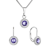 Sada šperkov s kryštálmi Swarovski náušnice a prívesok fialovej guľaté 39109.3 tanzanite
