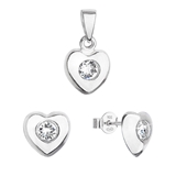 Sada šperkov s kryštálmi Swarovski náušnice a prívesok biele srdce 39176.1