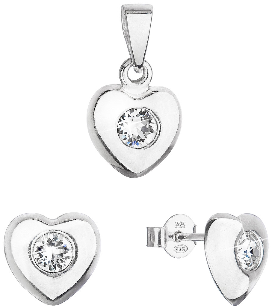 Sada šperkov s kryštálmi Swarovski náušnice a prívesok biele srdce 39176.1