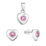 Sada šperkov s kryštálmi Swarovski náušnice a prívesok ružové srdce 39176.3