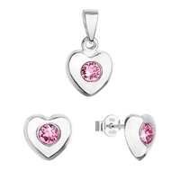Sada šperkov s kryštálmi Swarovski náušnice a prívesok ružové srdce 39176.3