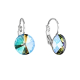 Náušnice bižutéria so Swarovski krištáľmi zelené fialové okrúhle 51002.5